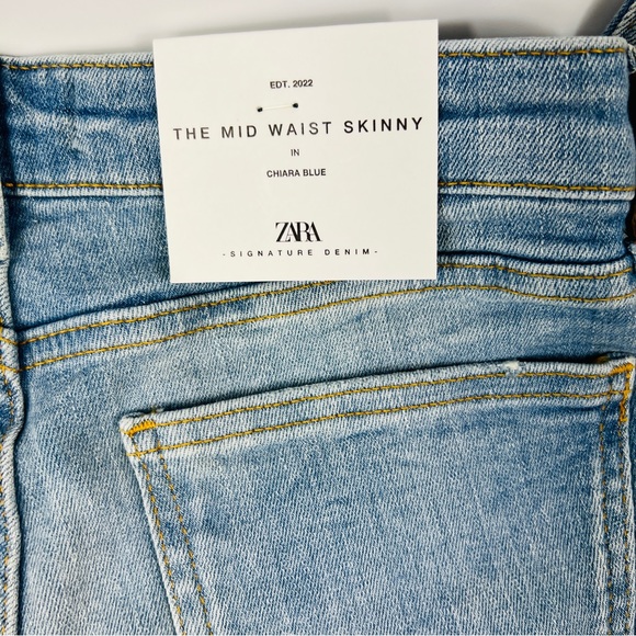 ZARA Long Denim Jeans Mid Waist 2 (34) NWT - Picture 3 of 11